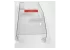 A transparent acrylic protective cover with a rectangular shape and mounting brackets on each corner. A red warning label is affixed to the top, indicating safety precautions. The cover is designed to shield electronic components