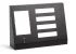 Black sloped-front control console with a display cutout and four rectangular switch openings