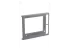 Gray plastic bezel frame with a large display opening, vent slots and side cutouts
