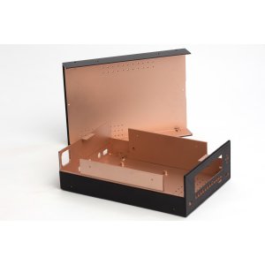 Electronic Enclosure Using EMI Coated High Impact Polystyrene EMI coated custom electronic plastic enclosure using UL94-HB rated hips