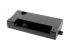 Black plastic electronics enclosure with mounting tabs