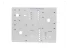 A white access control panel labeled "Access Control Manager," featuring multiple pre-cut holes, switches, and labels for inputs and outputs. The panel includes sections for controlling doors, floors, and an elevator, with clearly marked indicators for functions such as "OUTPUT," "STRIKE," "DPOS," and "REX."